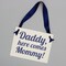 Ritzy Rose Cute Ring Bearer Sign - Navy Blue on 11x8in Ivory Linen Cardstock with Navy Blue Ribbon